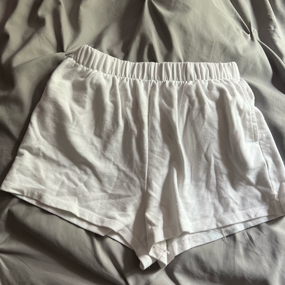 white garage shorts